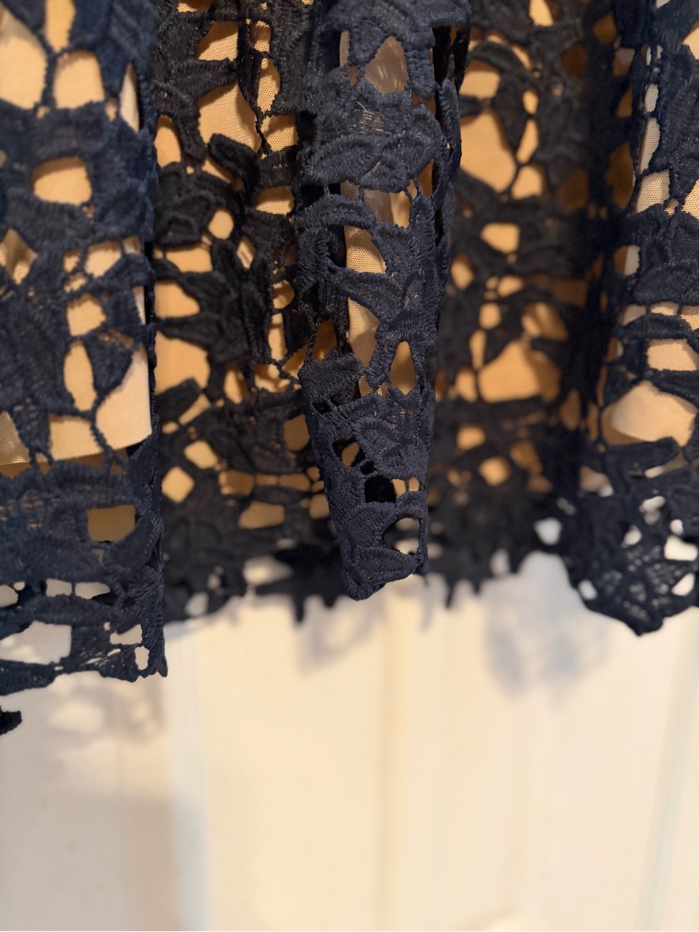 City Chic Navy Lace Overlay Dress with Nude Lining - Picture 10 of 10